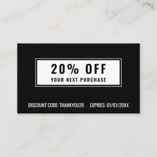Black White Elegant Simple Business Loyalty Promo Discount Card