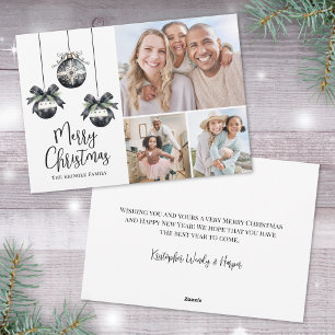 Black White Elegant Simple Christmas Photo Holiday Card