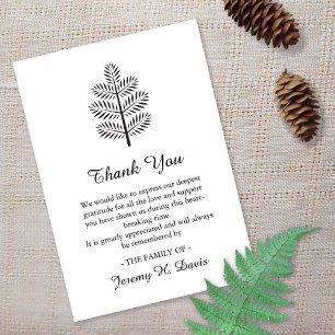 Black White Elegant Tropical Tree Branch Botanical Thank You Card
