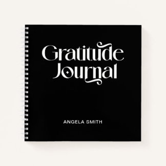 Black White Elegant Typography Gratitude Journal