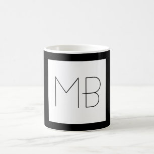 Black & White Elegant Unique Monogrammed Initials Coffee Mug