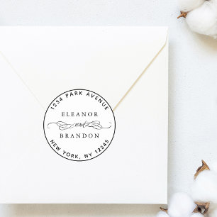 Black & White Elegant Wedding Return Address Classic Round Sticker