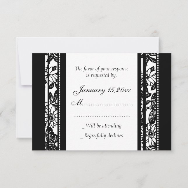 Black & White Elegant Wedding RSVP Cards (Front)