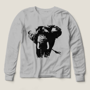 Black White Elephant Animal Illustration Painting