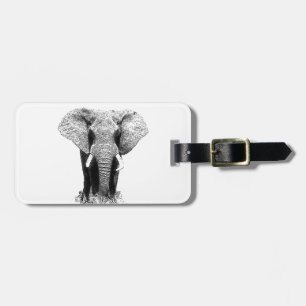 Black & White Elephant Luggage Tag