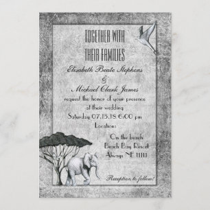 Black White Elephant: Matte 5" x 7" - Wedding Invitation