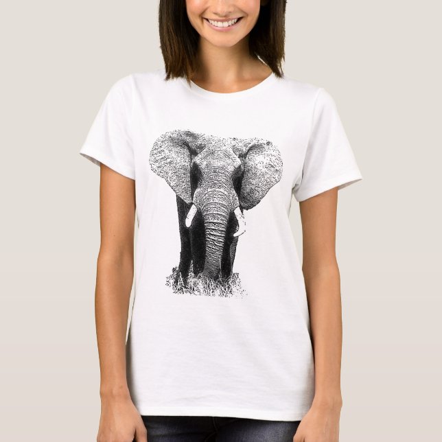 Black & White Elephant T-Shirt (Front)