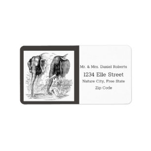 Black & White Elephant Wedding Label