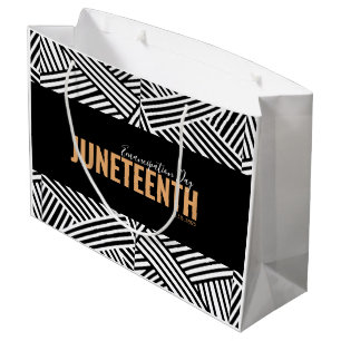 Black White Emancipation Day June 19 JUNETEENTH Large Gift Bag