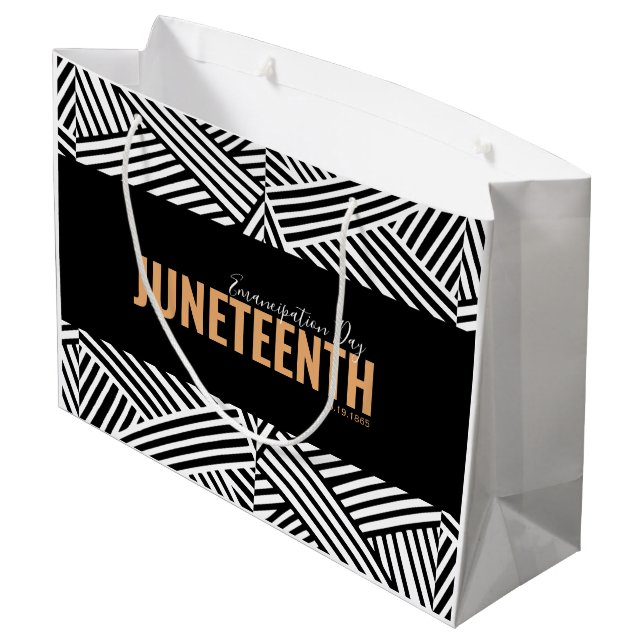 Black White Emancipation Day June 19 JUNETEENTH Large Gift Bag (Back Angled)