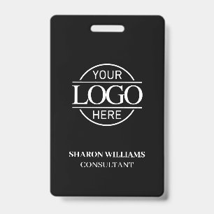 Black White Employee ID with Custom Business Logo Badge