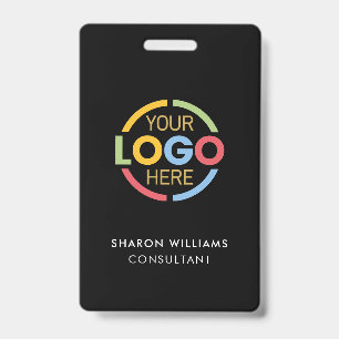 Black White Employee ID with Custom Business Logo Badge