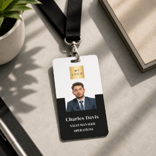 Black white employee photo ID company security Badge