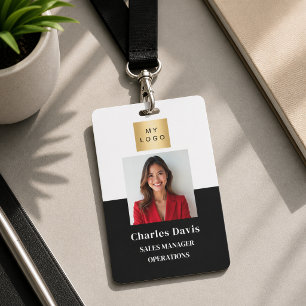 Black white employee photo ID company security Badge
