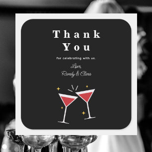 Black & White Engagement Wedding Celebration Square Sticker