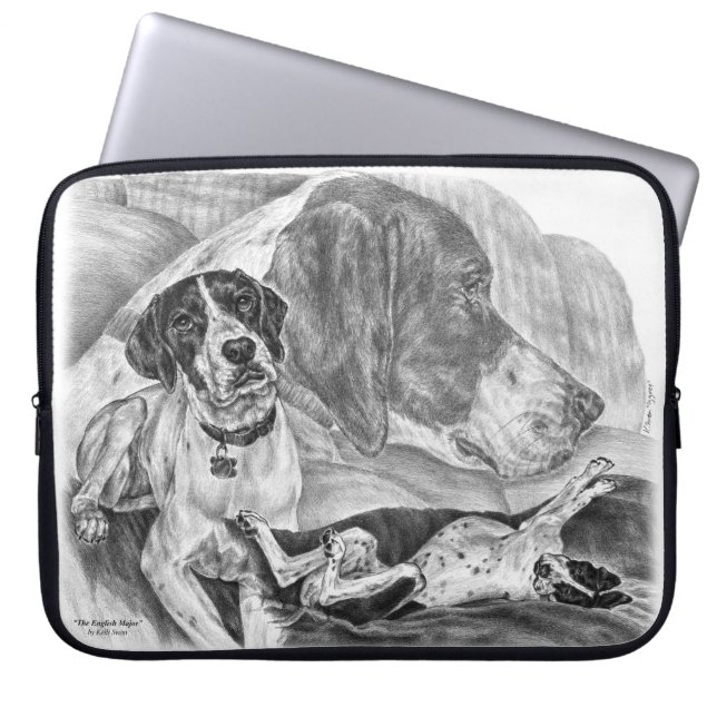 Black & White English Pointer Dogs Laptop Sleeve (Front)