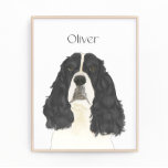 Black & White English Springer Spaniel Art Photo Print<br><div class="desc">I am in love with this beautifully detailed watercolor illustration of a black and white english springer spaniel dog! Personalise these art prints with your name or monogram to compliment your decor and change fonts by selecting the "edit using design tool" option at personalisation. Shop the rest of my collection...</div>