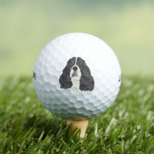 Black & White English Springer Spaniel Golf Balls