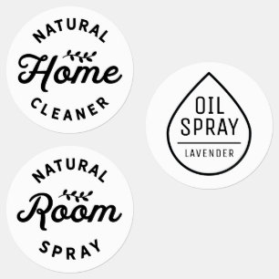 Black & White Essential Oil Spray Bottle Labels