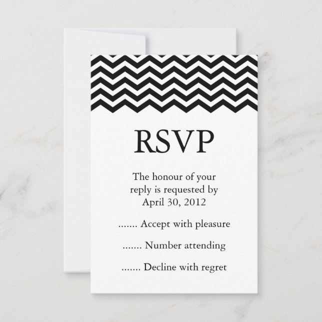 Black & White Event Reply, RSVP or Response Cards (Front)
