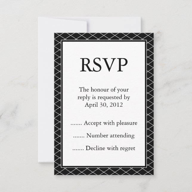 Black & White Event Reply, RSVP or Response Cards (Front)
