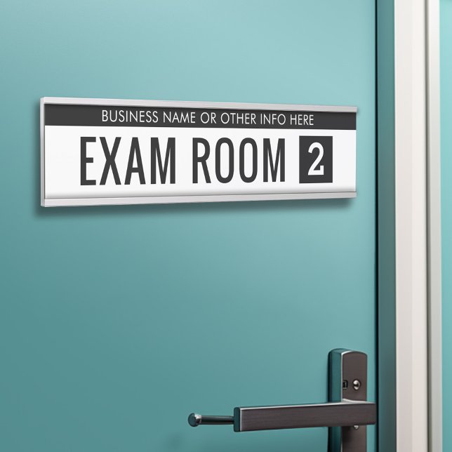 Black White Exam Room for Dentist Doctor Office Door Sign (Exam Room Door Sign - Customize your text and colors)