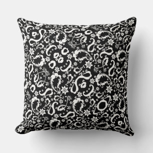 black white exquisite indian pattern cushion