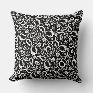 black white exquisite indian pattern cushion