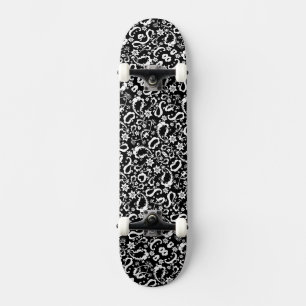 black white exquisite indian pattern skateboard