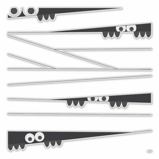 Black White Eyes Peeking Mummy Halloween (Front)