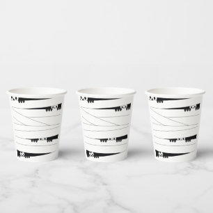 Black White Eyes Peeking Mummy Halloween Paper Cups