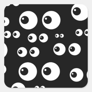 black white eyes square sticker