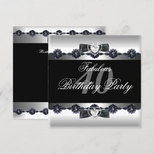 Black White Fabulous 40 40th Birthday Party Invitation