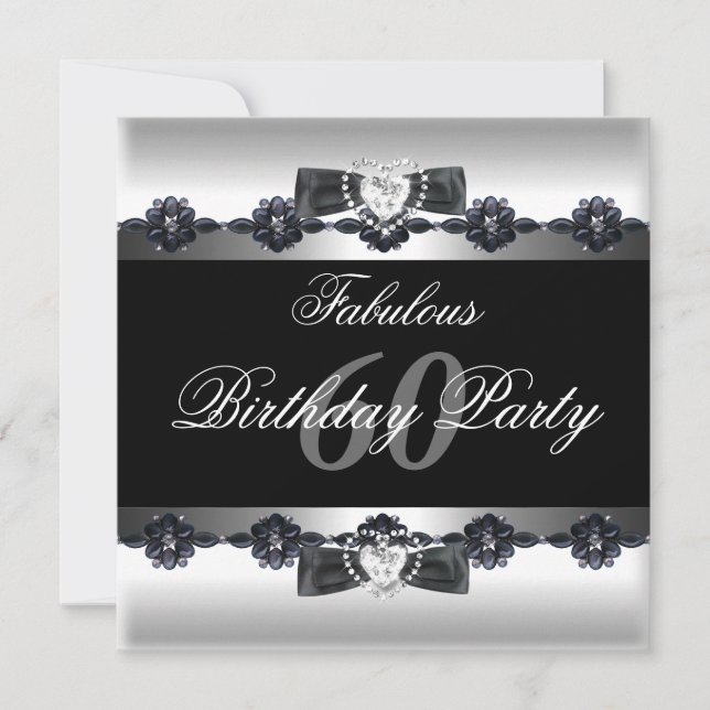 Black White Fabulous 60 60th Birthday Party Invitation (Front)