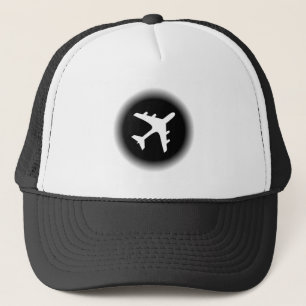 Black white fade aeroplane design trucker hat
