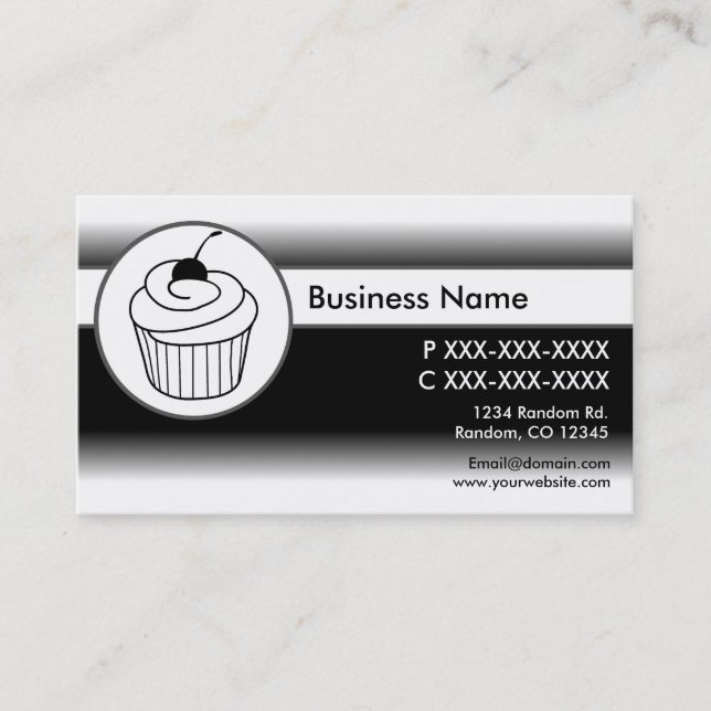 Black white fade cupcake custom business cards (Front)