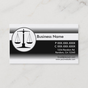 Black white fade law justice scales business cards