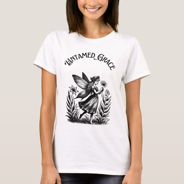 Black & White Fairy Garden Tee- T-Shirt (Front)