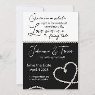 Black & White Fairy Tale Wedding Save the Date Invitation