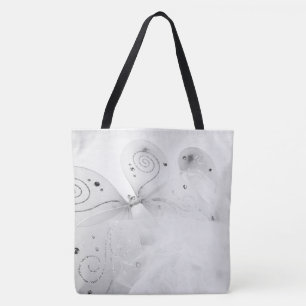 Black & White Fairy Wings and a Tutu Large Tote Bag