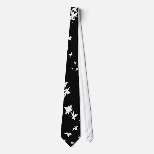 Black & White Fall Leaf Gentlemens Tie (Front)