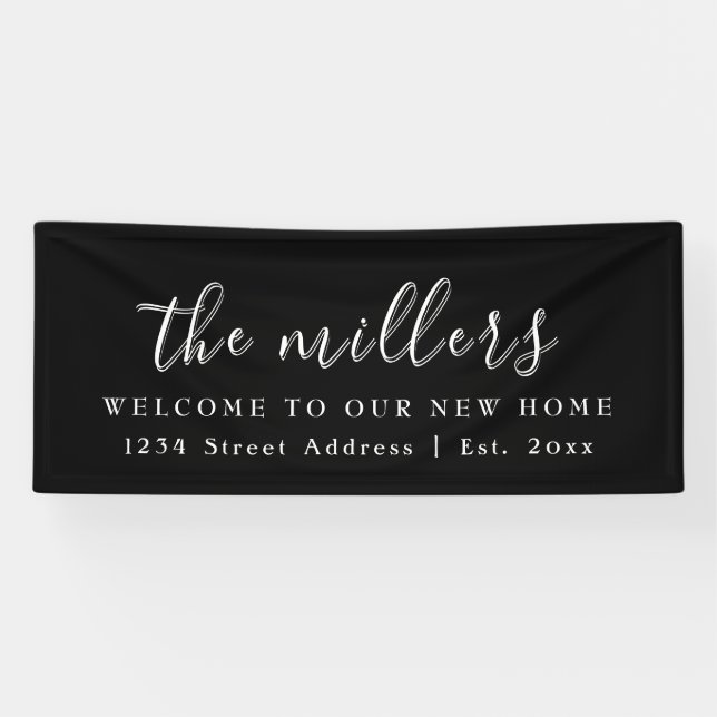 Black & White Family Welcome | Housewarming Party Banner (Horizontal)