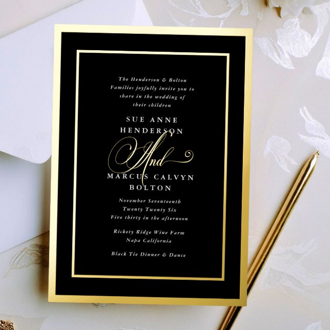 Black & White Fancy Calligraphy Gold Wedding (Creator Uploaded)