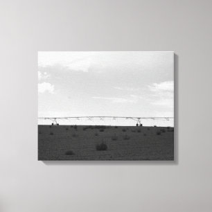 Black & White Farm Irrigation On a Hill 16x20 Canvas Print