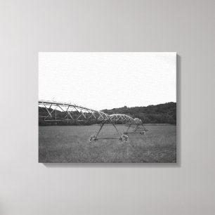 Black & White Farm Irrigation Sprinkler 16x20 Canvas Print