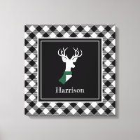 Black White Farmhouse Plaid Chic Deer