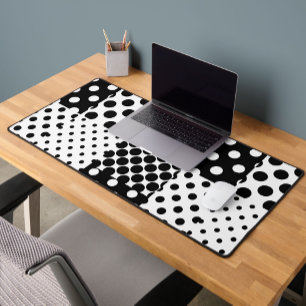 Black White Fashion Polka Dots Style Design Desk Mat