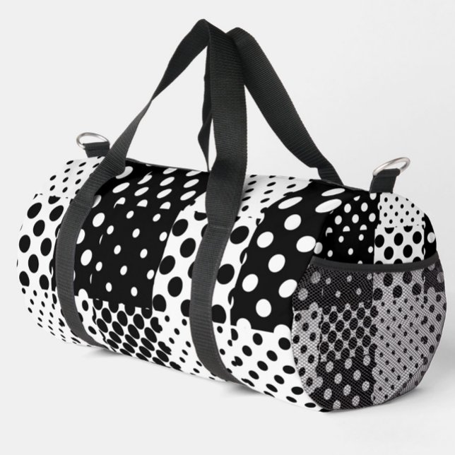 Black White Fashion Polka Dots Style Design  Duffle Bag (Creator Uploaded)