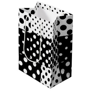 Black White Fashion Polka Dots Style Design  Medium Gift Bag