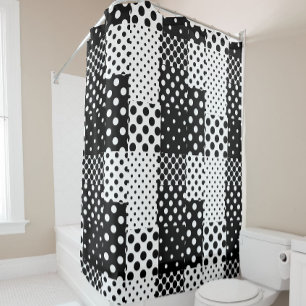 Black White Fashion Polka Dots Style Design Shower Curtain